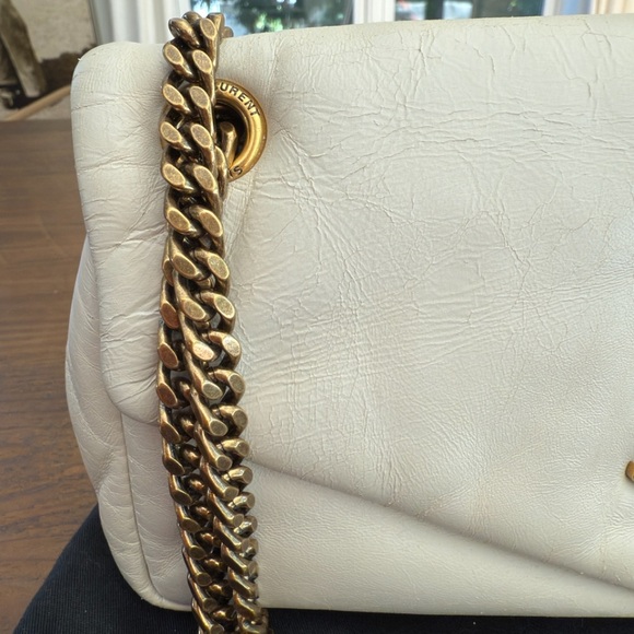 Saint Laurent Cream Leather Shoulder Bag with Gold Chain - Calypso - Picture 4 of 9